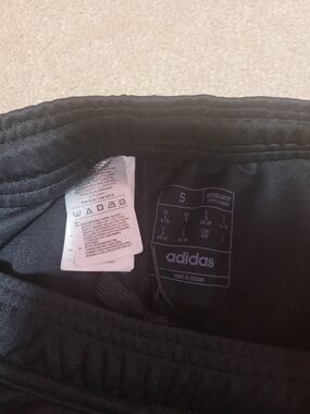 adidas Black Track Pants with Elastic Waist and Drawcord